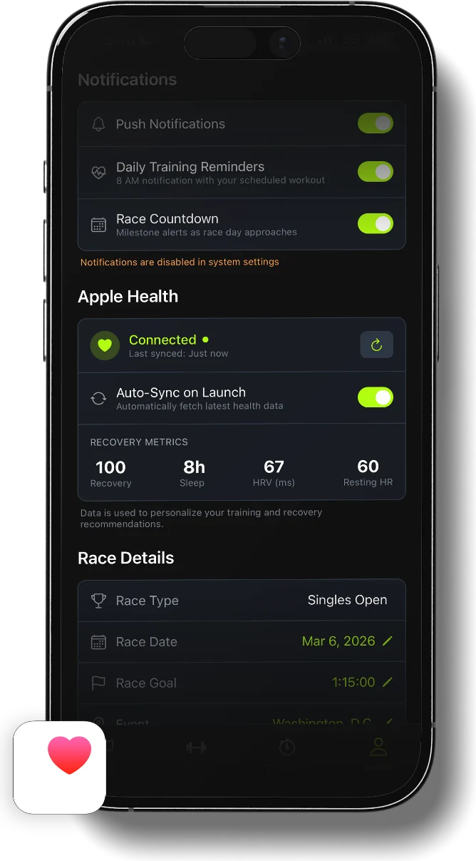 FORMD HYROX app Apple HealthKit integration syncing workouts and tracking training data