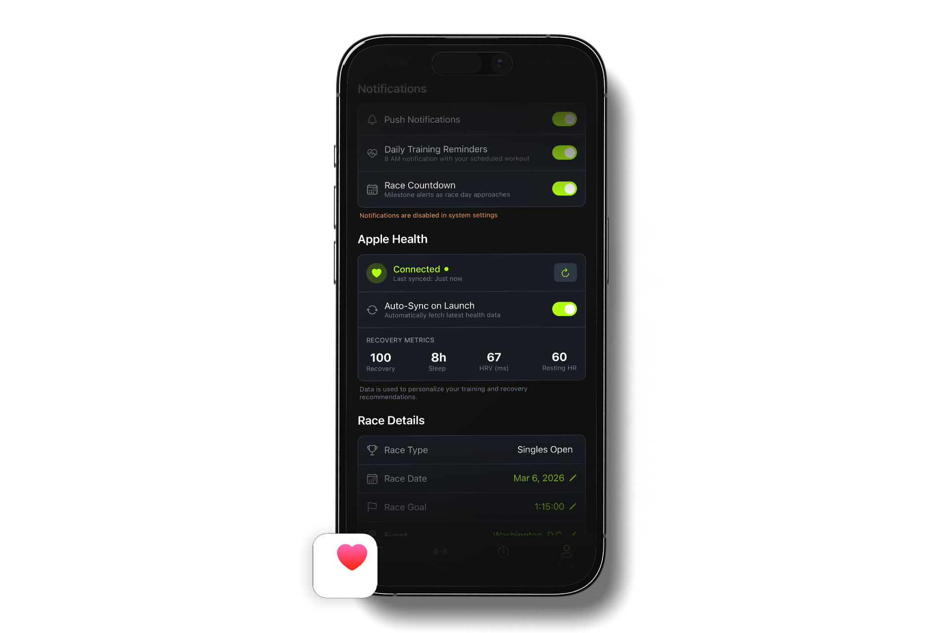 FORMD HYROX app Apple HealthKit integration syncing workouts and tracking training data