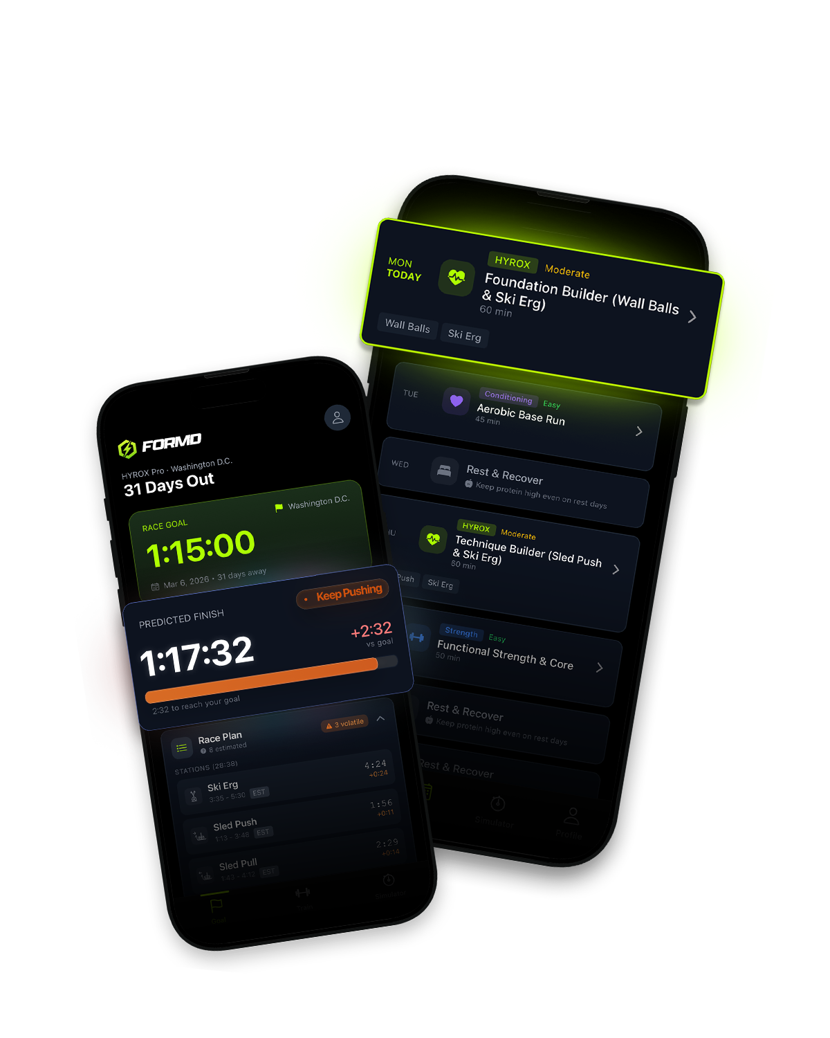 FORMD App showing personalized HYROX training plan